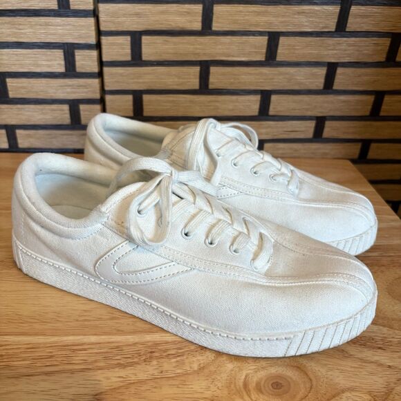 Tretorn White Nylite Canvas Sneakers Size 10 - Picture 1 of 7